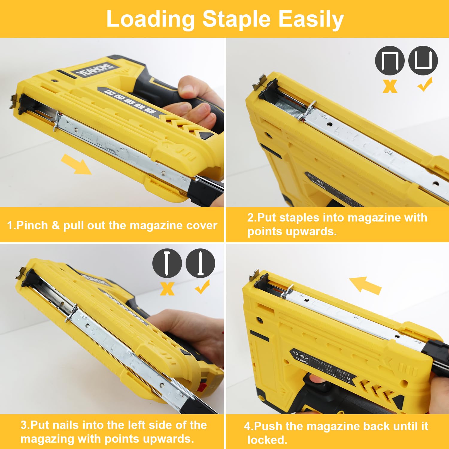 YEAHOME Electric Staple Gun, 5 in 1 Cordless Staple Gun for Upholstery with 1800 Staples & Nails, 3.7V Brad Nailer Kit with USB Charger for Wood, Carpentry, Crafts, DIY