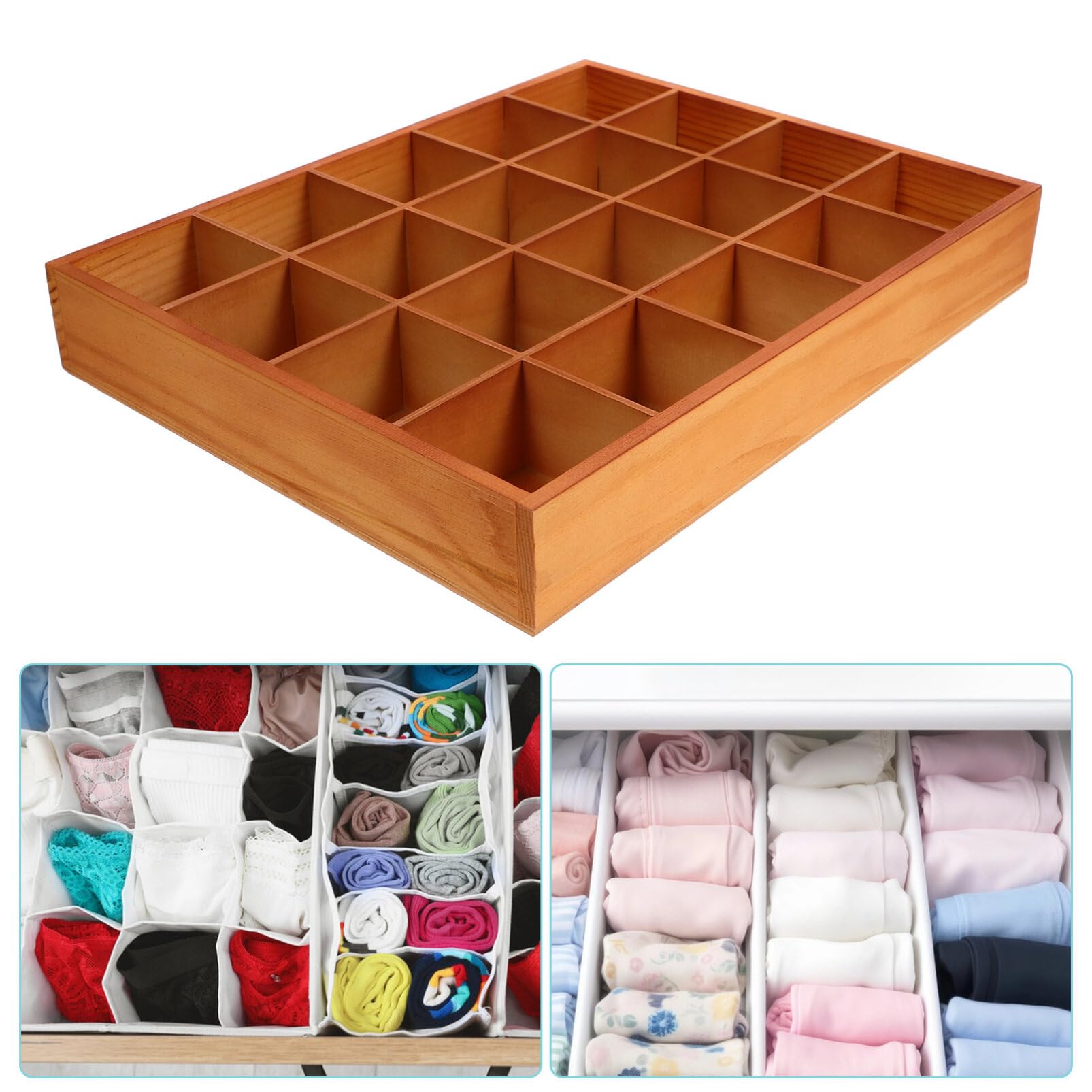 DEARMAMY 20 Compartment Wooden Storage Box Stable Practical Underwear Storage Case Socks Organizer Sundries Container Storage Box for Socks Panties