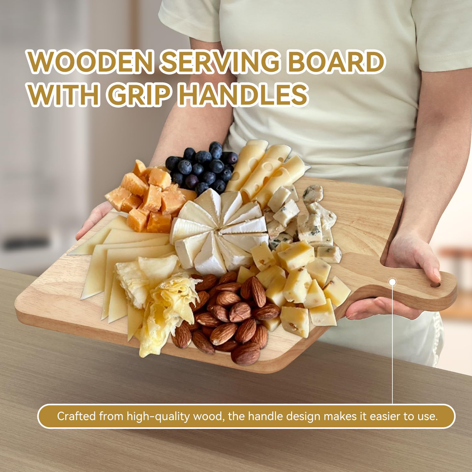 10 Pcs Charcuterie Board Set, 17"x13" Large Premium Wood Cheese Board with Handle Wooden Serving Platter for Mothers Day Gifts House Warming Gifts Wedding Gifts for Couple Bridal Shower Gift