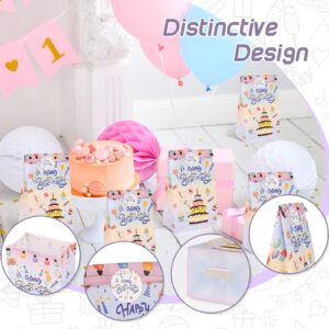 HONEYGIFTS 24PCS Birthday Goodie Bags with Stickers, Happy Birthday Party Favor Bags Gift Bags Treat Bags for Kids Birthday Party