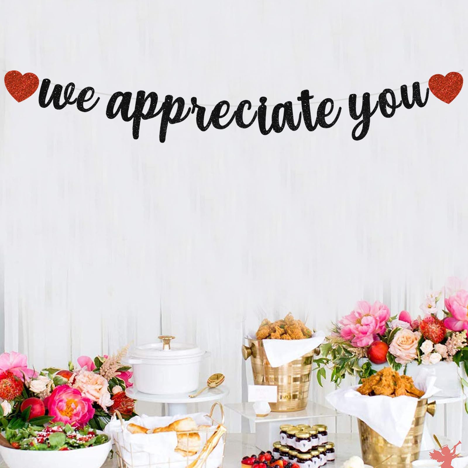 BEISHIDA Black We Appreciate You Banner,NO DIY,Employee Appreciation Banner for Office Party Decorations,Thank you for Employee Teacher Doctor Nurse Staff Appreciation Banner