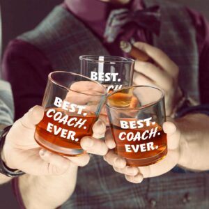 Futtumy Best Coach Ever Whiskey Glass, Coach Gifts for Men, Basketball Coach Gifts, Baseball Coach Gifts, Best Coach Gifts for Soccer Softball Volleyball, 10 Oz