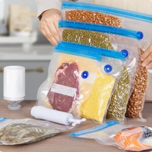 Reusable Sous Vide Bags 37 Pcs, BPA Free Resealable Vacuum Seal Bags, Vacuum Food Storage Bags, 3 Size 30Pcs Reusable Vacuum Seal Bags For Food, High Temperature Cooking, Food Refrigeration.