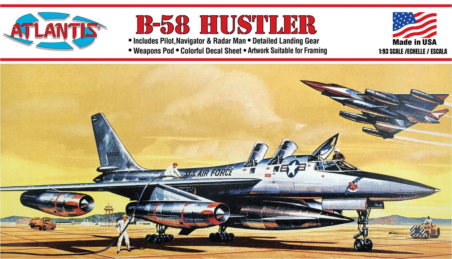 Atlantis H252 1/93 Scale B-58 Hustler Bomber Plastic Model Airplane Kit - Assembly Required