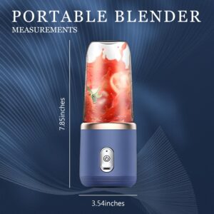 14 oz Portable Blender For Shakes And Smoothies,Rechargeable Mixers Fresh Fruit Juicers With Sports Lid, Usb Charging Blender For Travel,Sports,Outing,Ultra Long Endurance, blue