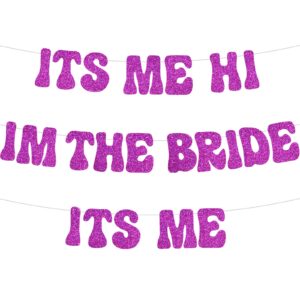 beishida purple its me hi i'm the bride its me banner,no diy, pre-strung bachelorette party decorations,for bachelorette party, bridal showers parties supplies