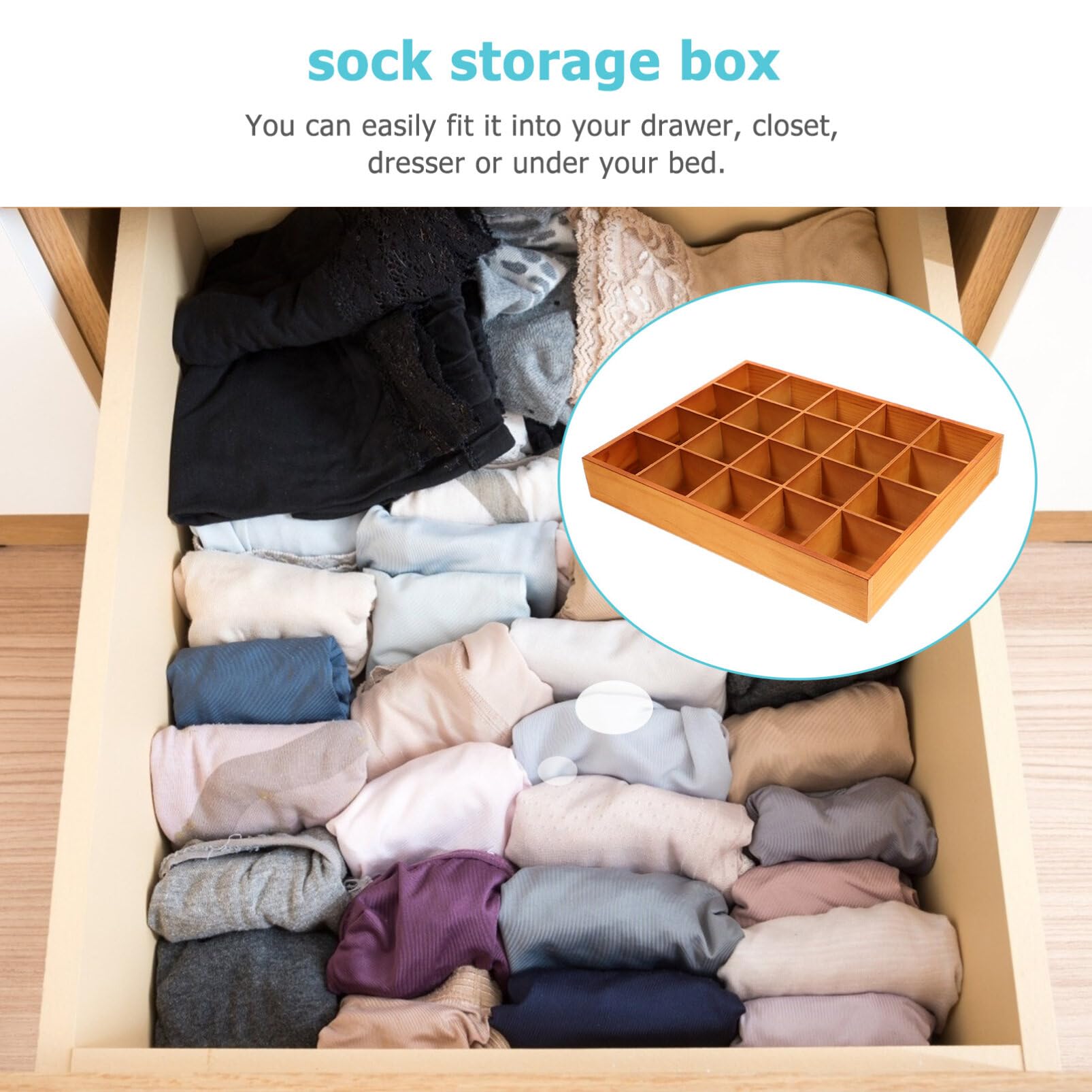 DEARMAMY 20 Compartment Wooden Storage Box Stable Practical Underwear Storage Case Socks Organizer Sundries Container Storage Box for Socks Panties