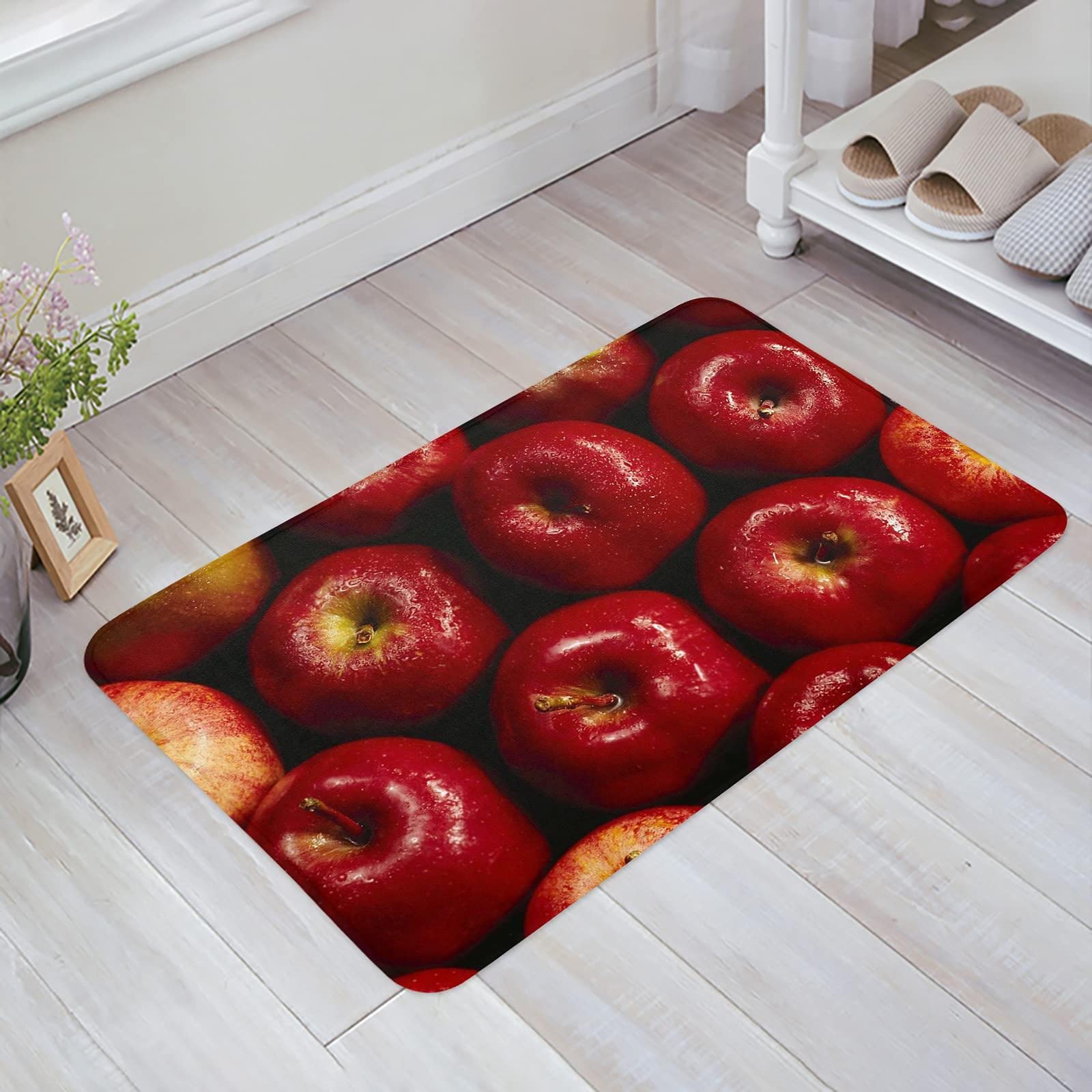 OFZ 3D Washable Indoor Doormat, Non Slip Floor Mat Red Apples Area Rug Entrance Front Door Mat, Welcome Mats Entryway Rug for Kitchen Home Patio 16"" x 24"",24fe23daA147