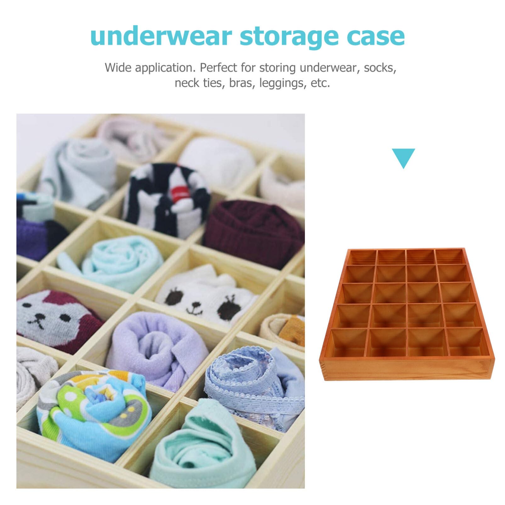 DEARMAMY 20 Compartment Wooden Storage Box Stable Practical Underwear Storage Case Socks Organizer Sundries Container Storage Box for Socks Panties