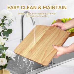 10 Pcs Charcuterie Board Set, 17"x13" Large Premium Wood Cheese Board with Handle Wooden Serving Platter for Mothers Day Gifts House Warming Gifts Wedding Gifts for Couple Bridal Shower Gift