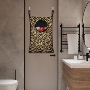 Mintulipy Over the Door Hanging Laundry Bag with Zipper Leopard Printed Hanging Laundry Hamper Bag Best Choice for Holding Dirty Clothes and Saving Space