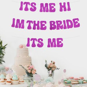 BEISHIDA Purple Its Me Hi I'm The Bride Its Me Banner,NO DIY, Pre-Strung Bachelorette Party Decorations,for Bachelorette Party, Bridal Showers parties supplies