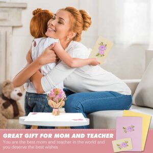 BLOCE Teacher Appreciation Cards, Thank You Cards with Envelopes,Pop Up Flower Bouquet Card for Women Men Kids Husband Wife Mom Dad Daughter