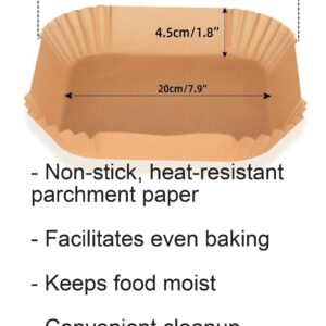 Generic Air Fryer Liners 100 PCS, Premium Parchment Paper for 5-7 Qt Air Fryer Baskets, Oven Safe up to 450°F, Greaseproof & Non-Stick, Easy Cleanup, Multi-Use, unbleached