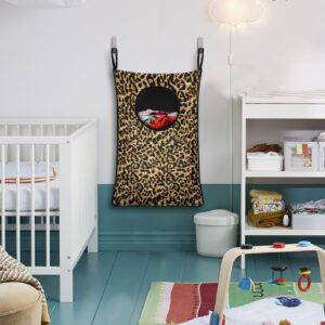 Mintulipy Over the Door Hanging Laundry Bag with Zipper Leopard Printed Hanging Laundry Hamper Bag Best Choice for Holding Dirty Clothes and Saving Space