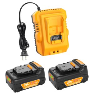 teenpower upgraded 20v 6.0ah battery replacement for dewalt 20v battery 2pack with dcb112 charger combo