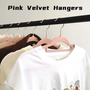 BGRQRIQ Pink Velvet Hangers 30 Pack,Clothes Hangers Velvet,Hangers Space Saving,Velvet Hangers Non Slip,Coat Hanger,Shirt Hangers,Adult Hangers 16.5 in with Tie Bar for Coat,Shirt (Pink, 30)