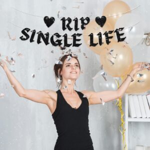 BEISHIDA Black RIP Single Life Banner,NO DIY, Pre-Strung Bachelorette Party Decorations,Till Death Do Us Party Supplies,Bride or Die Party Decor, Gag Gift