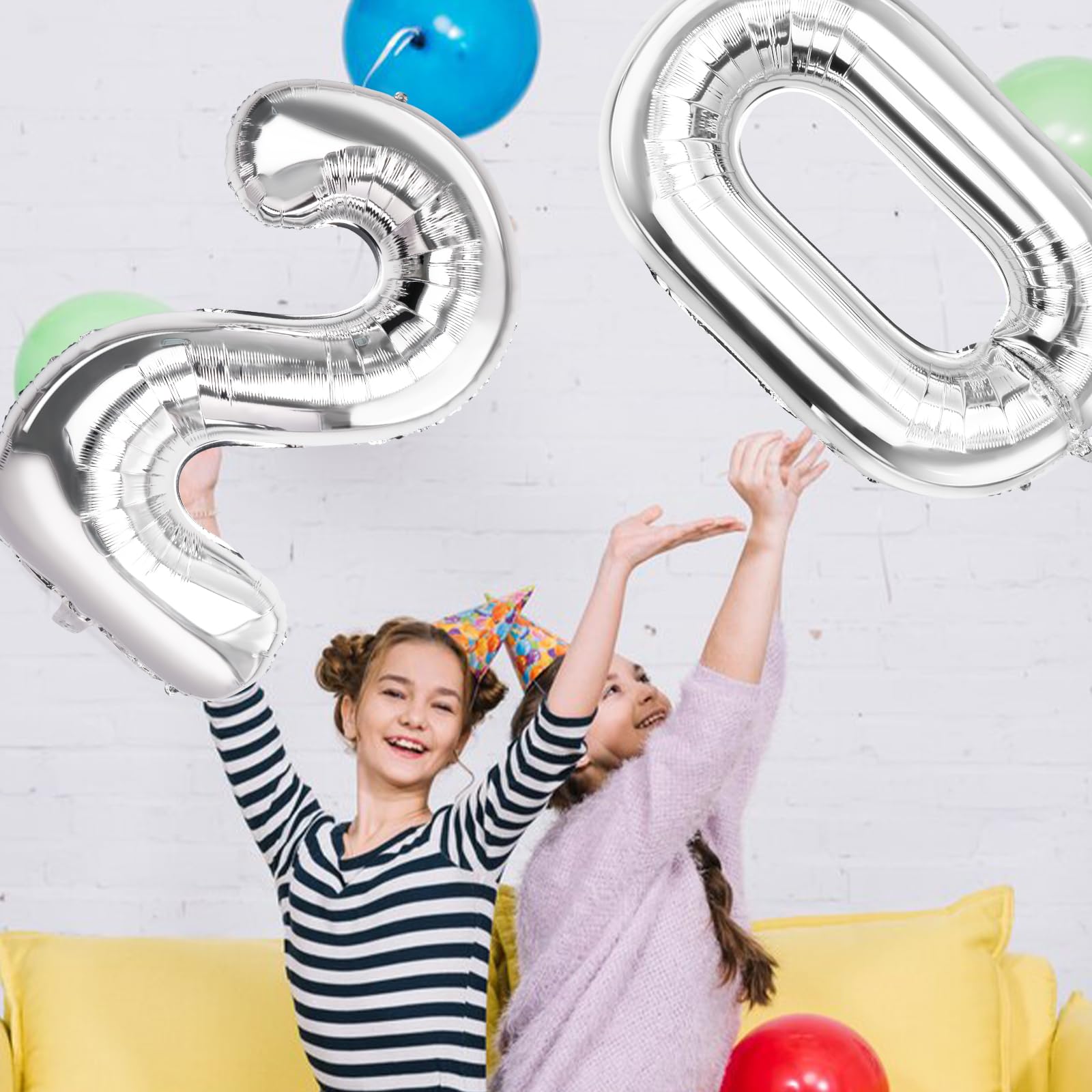 Number 2 Balloons 40 Inch Large Helium Foil Mylar Balloons For Birthdays Party Decorations/Wedding/Anniversary/Graduations/Baby Shower (Silver)