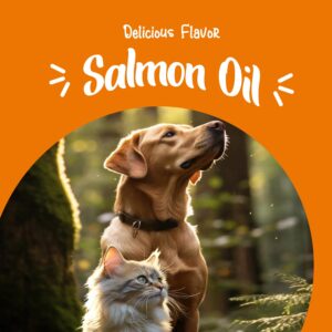 Wild Alaskan Salmon Oil for Dogs & Cats Omega 3 Skin & Coat Support, Liquid Food Supplement for Pets, EPA + DHA Fatty Acids for Joint Function, Immune & Heart Health, Fish Oil Supplements for Dogs