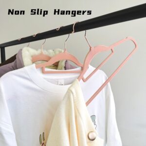 BGRQRIQ Pink Velvet Hangers 30 Pack,Clothes Hangers Velvet,Hangers Space Saving,Velvet Hangers Non Slip,Coat Hanger,Shirt Hangers,Adult Hangers 16.5 in with Tie Bar for Coat,Shirt (Pink, 30)