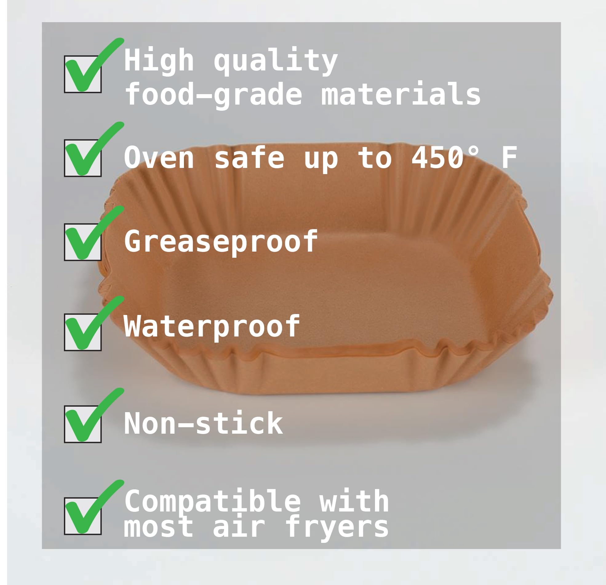 Generic Air Fryer Liners 100 PCS, Premium Parchment Paper for 5-7 Qt Air Fryer Baskets, Oven Safe up to 450°F, Greaseproof & Non-Stick, Easy Cleanup, Multi-Use, unbleached