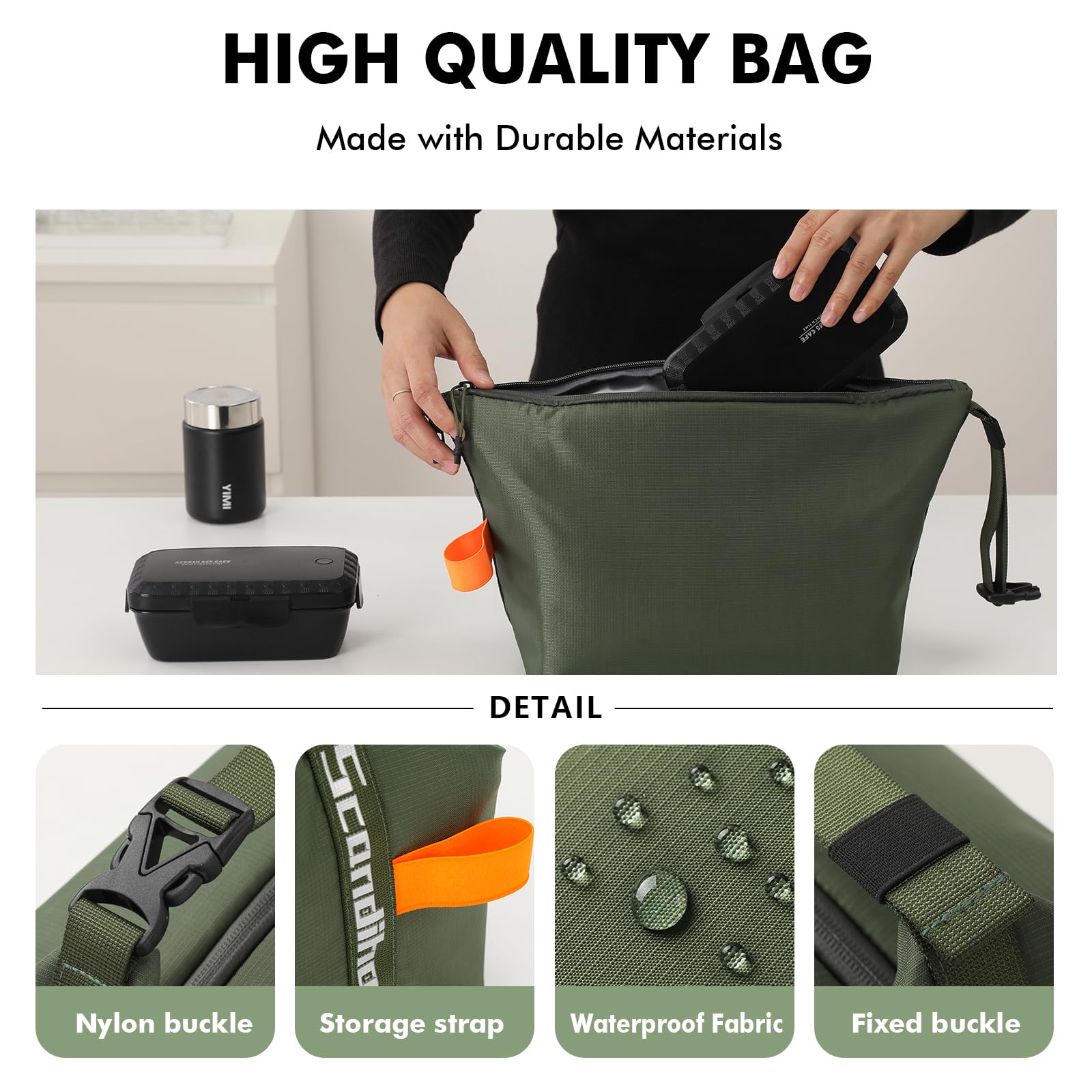 Lunch Bag for Women & Men Fresh Keep Lunch Box, Small Leakproof Cooler Bag Food Lunch Containers High Capacity Reusable Lunch Tote Bags for Work, Office, Picnic, Travel (Green)