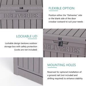 ROJIK Deck Box - Weatherproof Outdoor Package Delivery Box, Lockable Storage Container for Porch, Large Double-Wall Resin Deck Box - Securely Store Incoming Packages