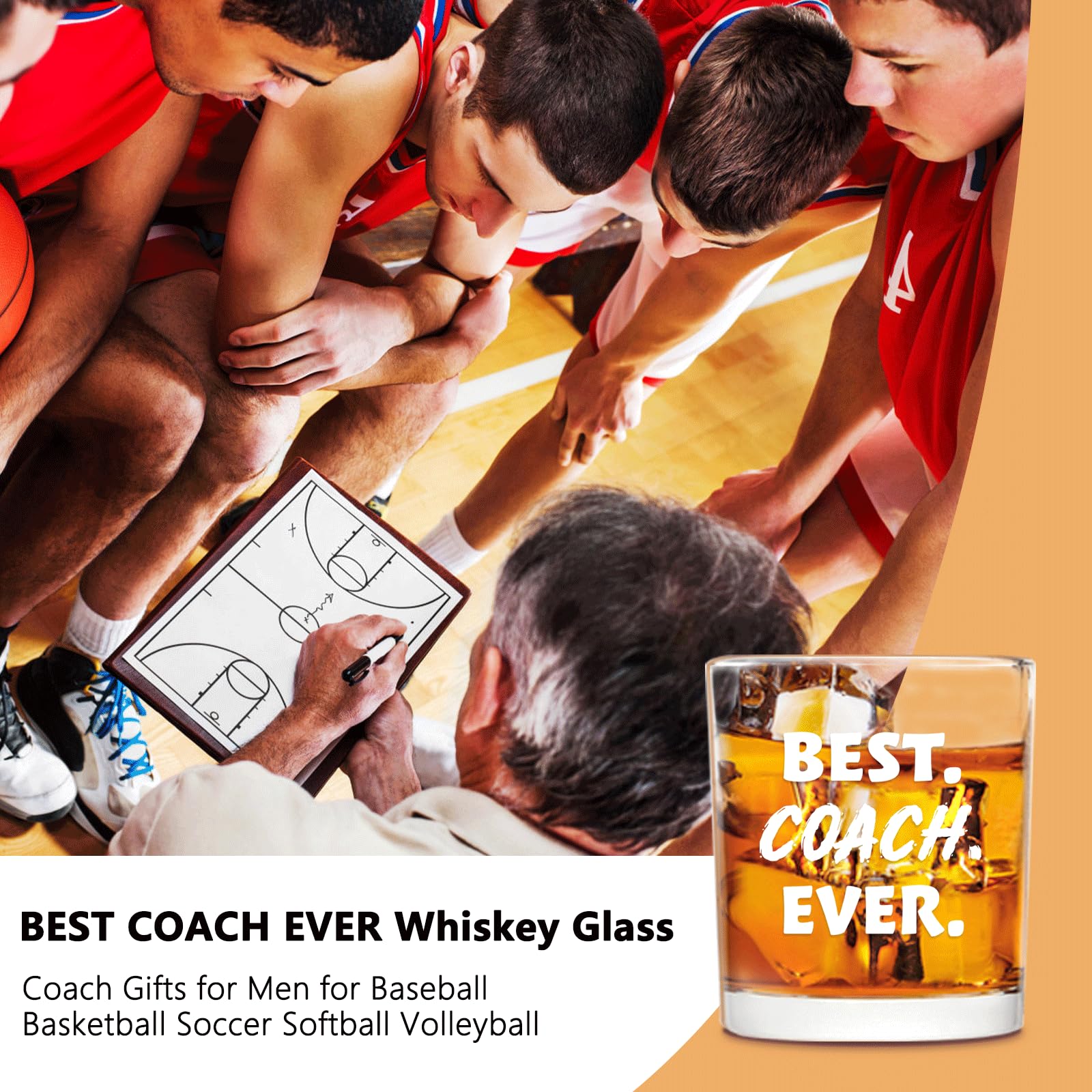 Futtumy Best Coach Ever Whiskey Glass, Coach Gifts for Men, Basketball Coach Gifts, Baseball Coach Gifts, Best Coach Gifts for Soccer Softball Volleyball, 10 Oz