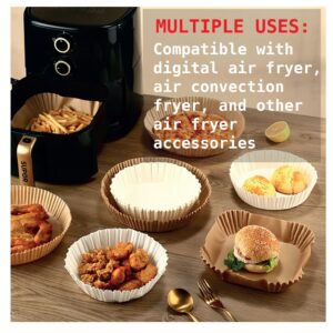 Generic Air Fryer Liners 100 PCS, Premium Parchment Paper for 5-7 Qt Air Fryer Baskets, Oven Safe up to 450°F, Greaseproof & Non-Stick, Easy Cleanup, Multi-Use, unbleached