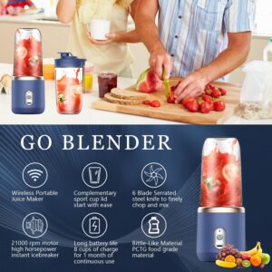 14 oz Portable Blender For Shakes And Smoothies,Rechargeable Mixers Fresh Fruit Juicers With Sports Lid, Usb Charging Blender For Travel,Sports,Outing,Ultra Long Endurance, blue