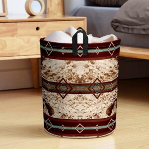 Western Aztec Cow Print Baby Laundry Hamper,Laundry Basket,Waterproof Storage Bin for Bedroom,Clothes Organizer Basket,Toys Box,Room Decor