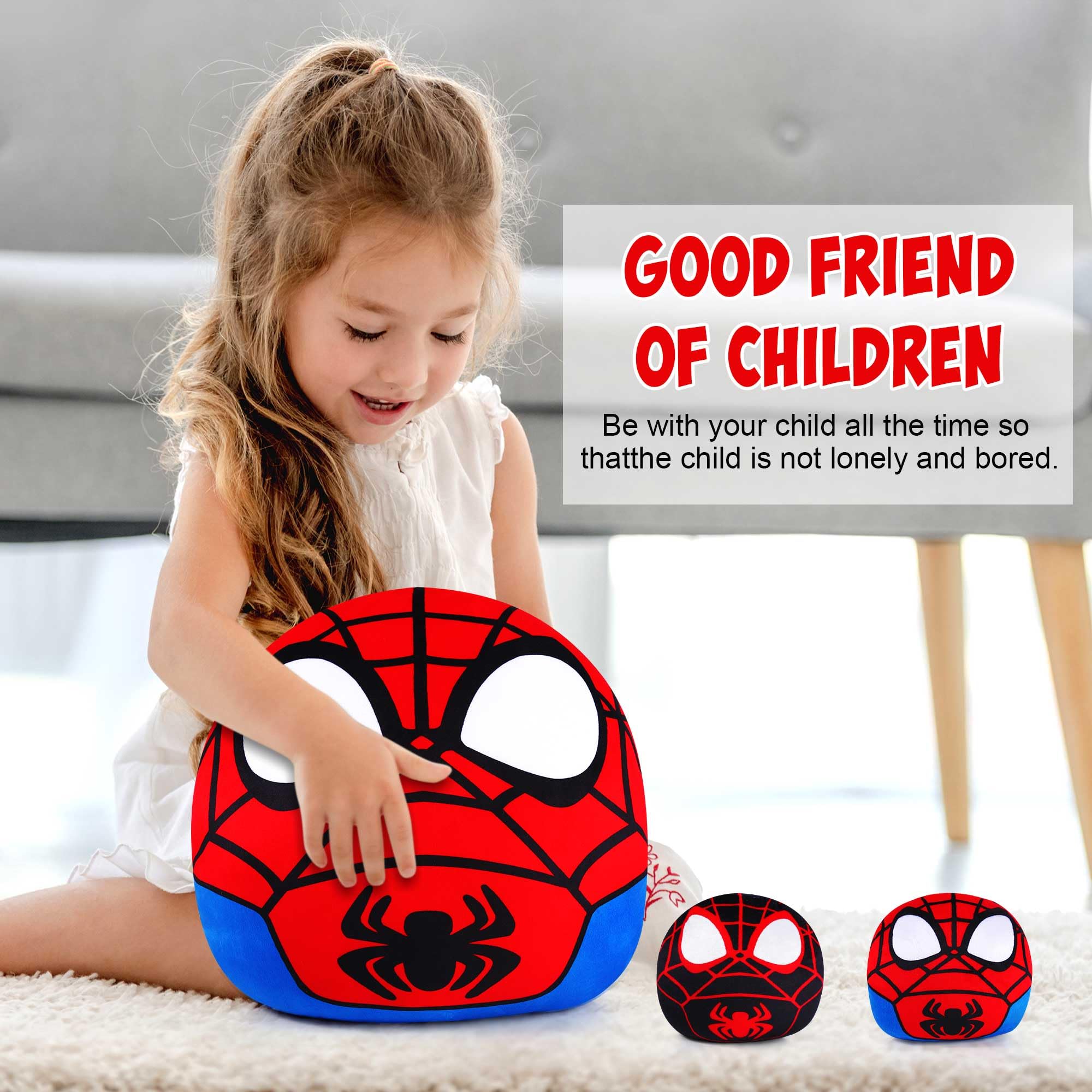 Hevano 3 in 1 Spider Plush Pillow, Super Soft Stuffed Animal Toys for Kids Adults, Plush Pillow Home Decorations, Spider Mommy Stuffed Animal Toys with 2 Babies in her Tummy