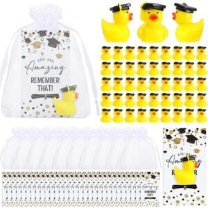 chunful 24 sets 2025 graduation gifts resin graduation duck funny graduation ducks with inspirational congratulation cards organza bags for school student college son daughter graduation party