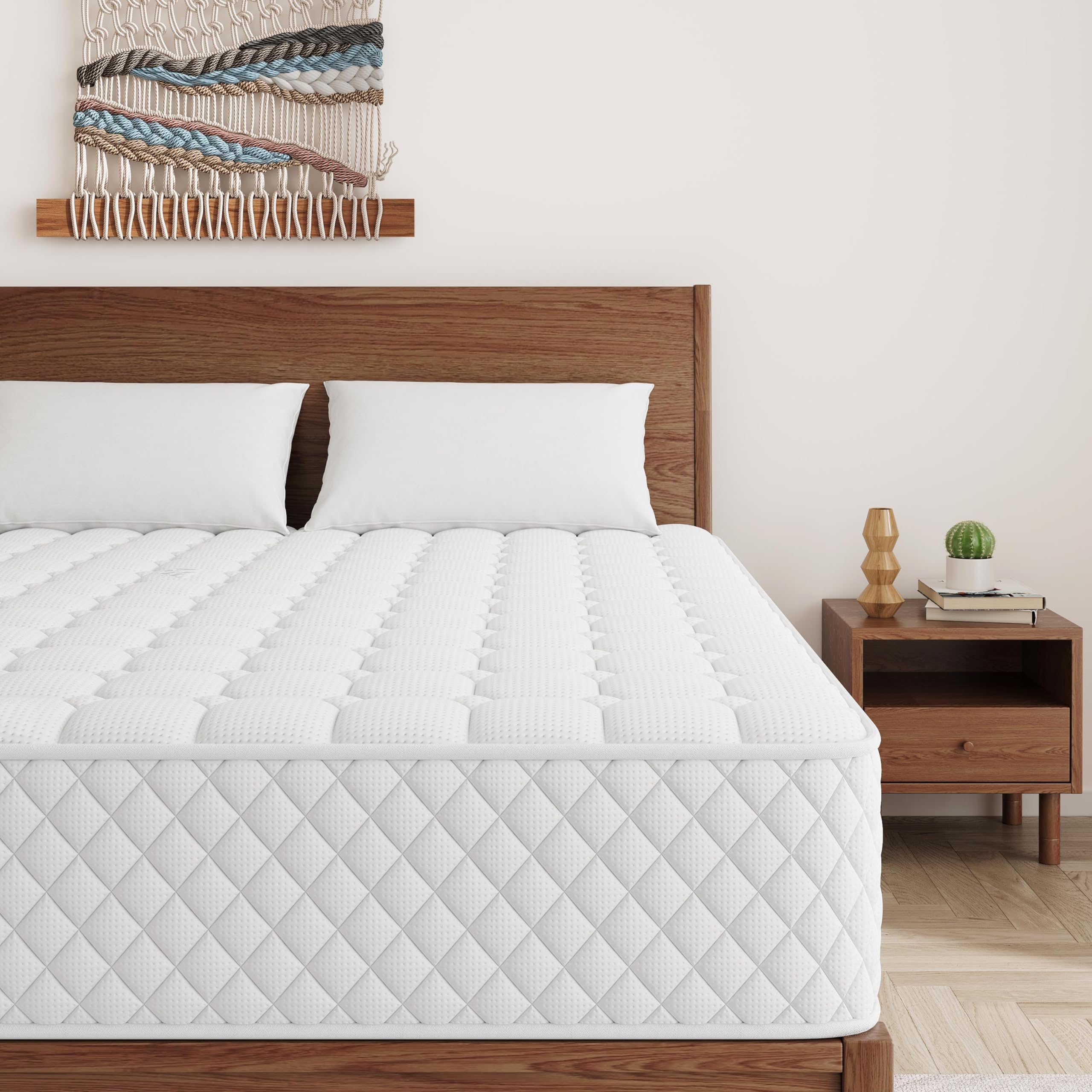 MRH 12 Full Mattress Cooling Gel Memory Foam Hybrid Mattress Medium-Firm Breathable Pressure Relief White Mattress CertiPUR-US Certified Mattress with Individually Pocket Springs for Kids and Adults