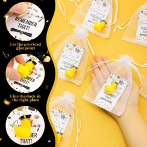 Chunful 24 Sets 2025 Graduation Gifts Resin Graduation Duck Funny Graduation Ducks with Inspirational Congratulation Cards Organza Bags for School Student College Son Daughter Graduation Party