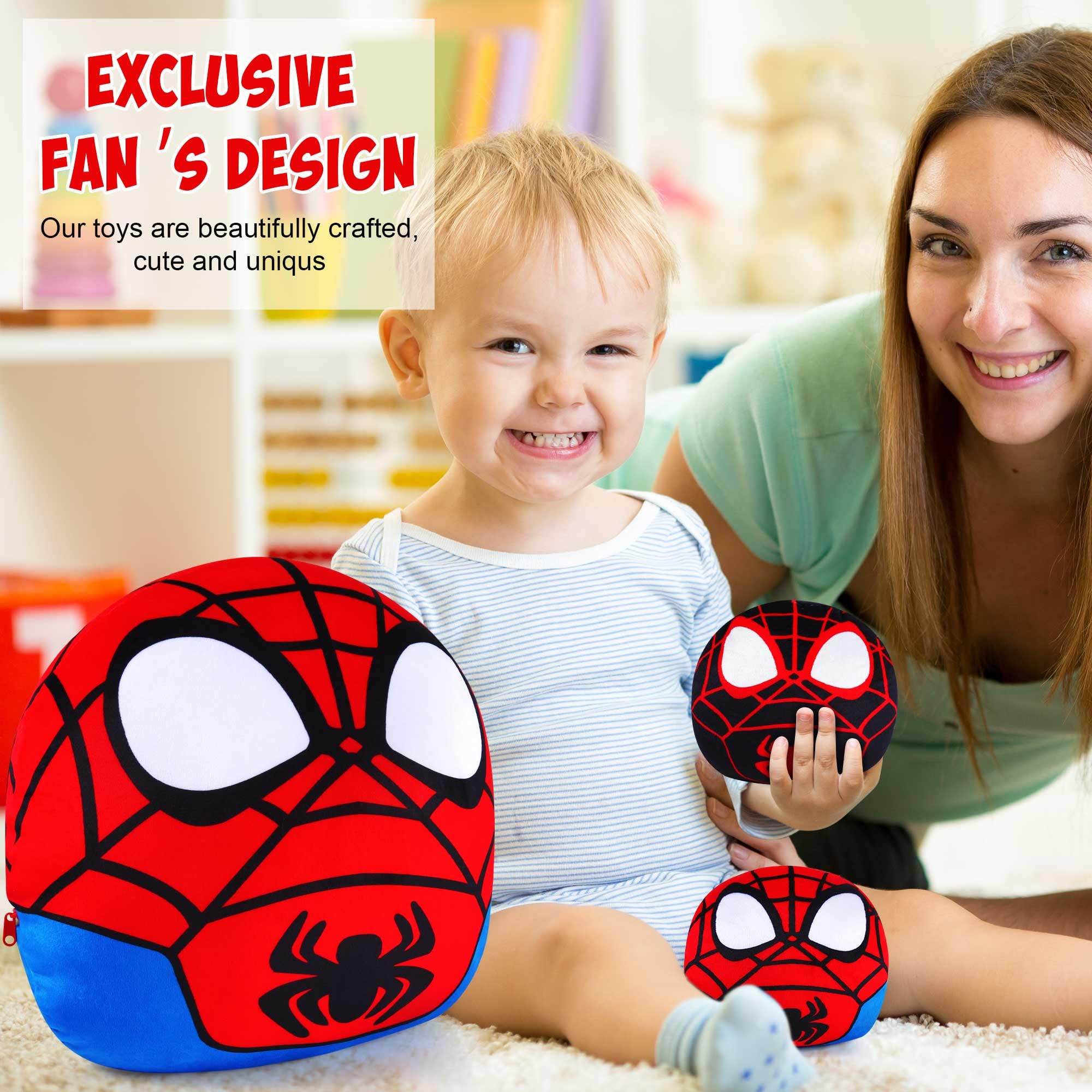 Hevano 3 in 1 Spider Plush Pillow, Super Soft Stuffed Animal Toys for Kids Adults, Plush Pillow Home Decorations, Spider Mommy Stuffed Animal Toys with 2 Babies in her Tummy