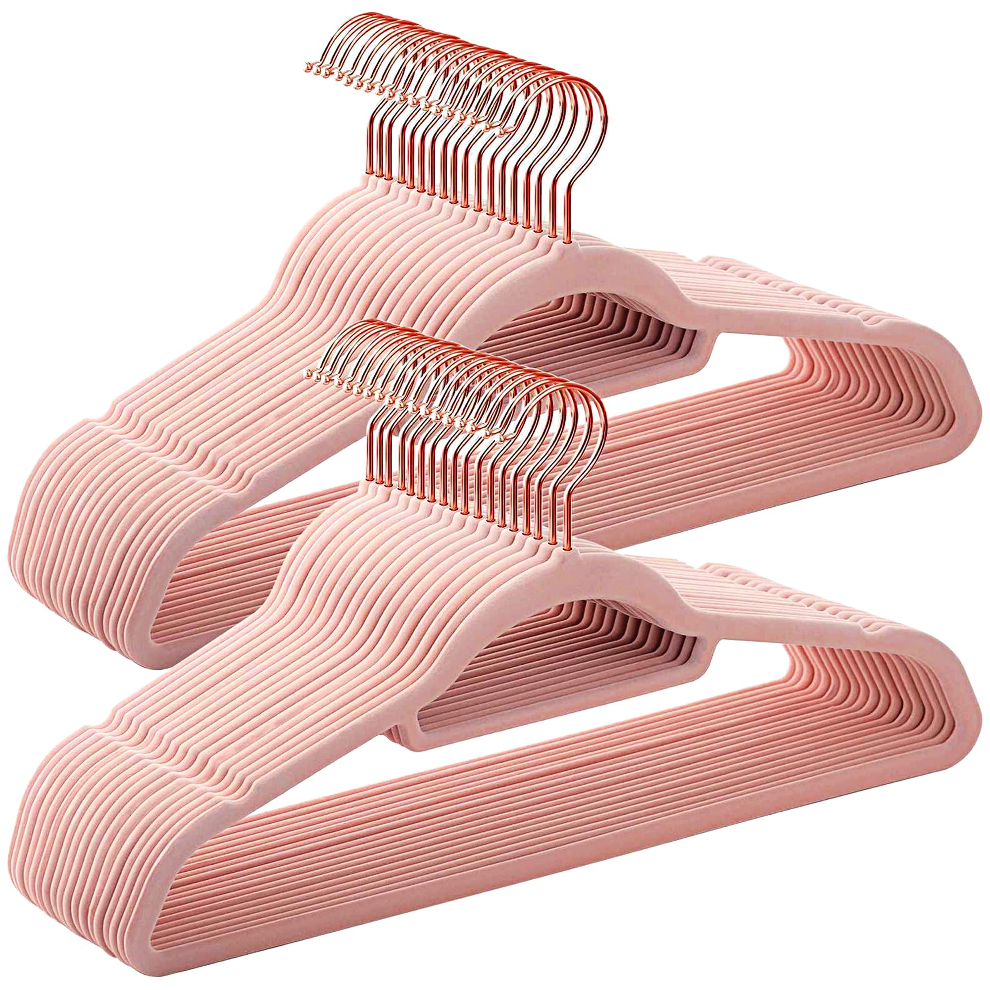 BGRQRIQ Pink Velvet Hangers 30 Pack,Clothes Hangers Velvet,Hangers Space Saving,Velvet Hangers Non Slip,Coat Hanger,Shirt Hangers,Adult Hangers 16.5 in with Tie Bar for Coat,Shirt (Pink, 30)