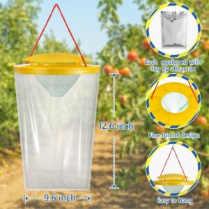 Qualirey 3 Pack Large Fly Traps Outdoor, Disposable Hanging Flies Trap Non Toxic Fly Killer Trap Bag Catcher for Outside Farms, Chicken Coops, Stables, Barns, Horse, Garbage Cans, Yard, Backyard