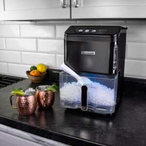 Igloo Thermostar 40-Pound Nugget Ice Maker with Auto-Clean and LED Panel, Ice Scoop, Black Stainless