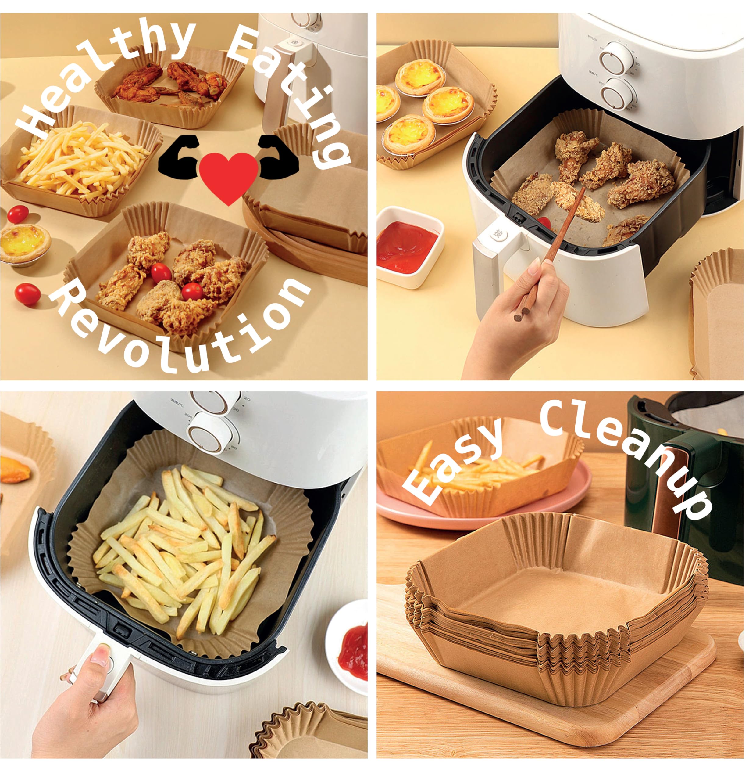 Generic Air Fryer Liners 100 PCS, Premium Parchment Paper for 5-7 Qt Air Fryer Baskets, Oven Safe up to 450°F, Greaseproof & Non-Stick, Easy Cleanup, Multi-Use, unbleached