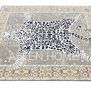 Allen Home Wool Area Rug | Leopard Rug Rust | Traditional Decorative Carpet | Area Rugs Suitable for Bedroom, Living & Dining Room | 100% Wool | 100% Cotton Backing | Octavia Natural (5'X8')