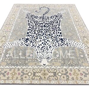 Allen Home Wool Area Rug | Leopard Rug Rust | Traditional Decorative Carpet | Area Rugs Suitable for Bedroom, Living & Dining Room | 100% Wool | 100% Cotton Backing | Octavia Natural (5'X8')