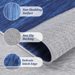 GlowSol Non Slip Runner Rug 2x6 Washable Rugs Bath Rug Soft Rug Runners for Hallways Kitchen Mat with Rubber Backing Indoor Mats for Front Door Entry Bedroom Laundry Living Room, Blue 2'x6'