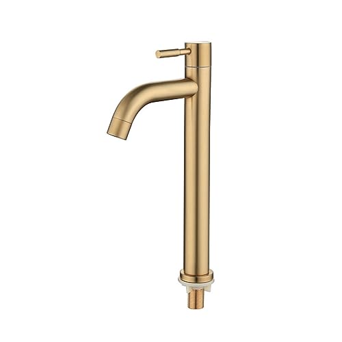 Golden Bathroom Basin Single Hole Cold Handle Shower Head Faucet Bath for Kitchen Sink Water Tap SUS304 Toilet Hardware (Color : High)