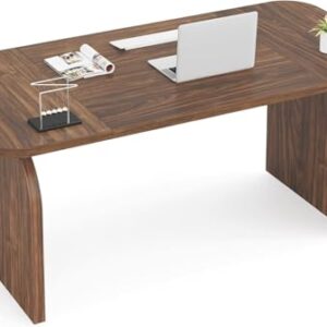 LITTLE TREE 63-Inch Office Desk, Large Computer Desk, Spacious Desktop, Wood Retro Crafting Executive Desk, Study Writing Desk Workstation for Home Office