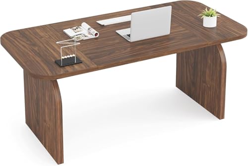 LITTLE TREE 63-Inch Office Desk, Large Computer Desk, Spacious Desktop, Wood Retro Crafting Executive Desk, Study Writing Desk Workstation for Home Office