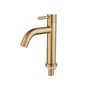 Golden Bathroom Basin Single Hole Cold Handle Shower Head Faucet Bath for Kitchen Sink Water Tap SUS304 Toilet Hardware (Color : High)