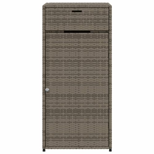 Gecheer Patio Storage Cabinet Outdoor Garden Storage Organizers Gray 21.7"x21.7"x43.7" Poly Rattan 0223078C 0224078C