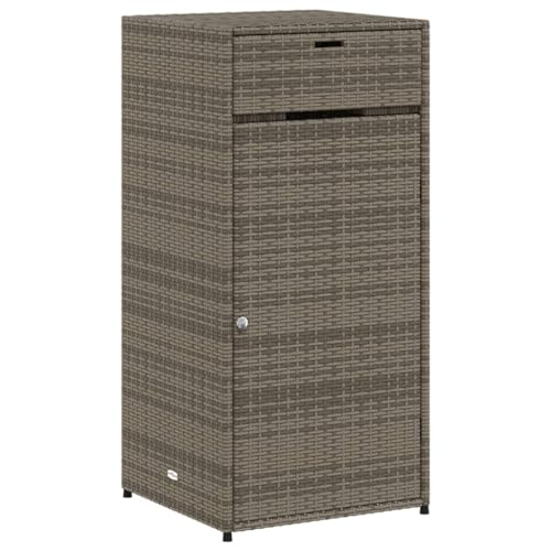 Gecheer Patio Storage Cabinet Outdoor Garden Storage Organizers Gray 21.7"x21.7"x43.7" Poly Rattan 0223078C 0224078C